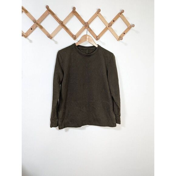 Lululemon Women's Olive Green Crewneck Side Zip Pullover Sweater - Size 8 - Picture 1 of 9